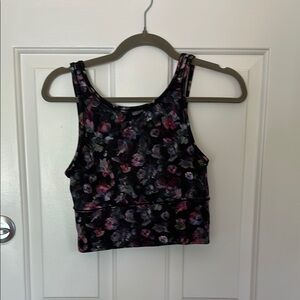 Floral Black Crop Top